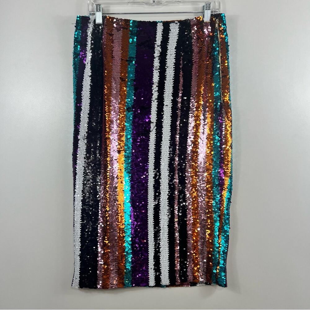 Gracia Vibrant Sequin Striped Pencil Skirt - Picture 12 of 12